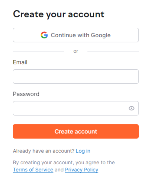 Sign Up For A New Account