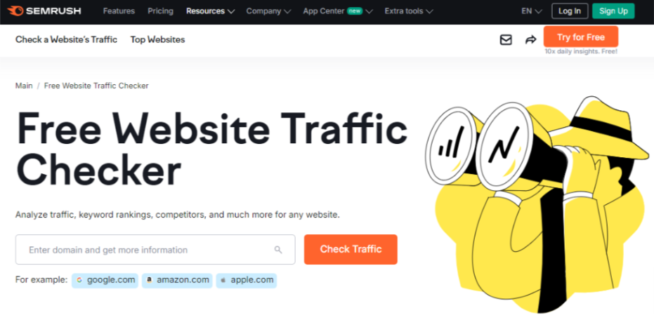 Semrush Free Traffic Checker