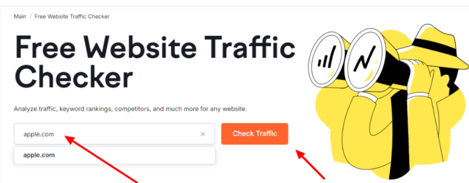 Visit the Semrush Traffic Checker Page